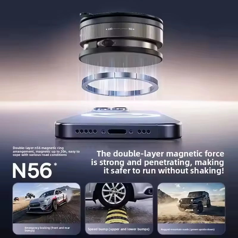 Car Phone Magnetic Stand Mechanical Vacuum Suction Cup Rotate 360° Magnetic Adsorption Bracket Navigation Universal Holder