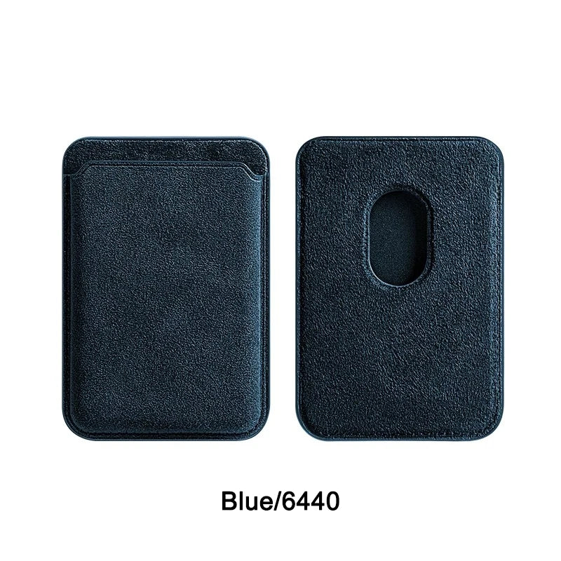 Real ALCANTARA Magnetic Card Holder For iPhone 17 16 15 Pro Max With Magsafe Alcantara Wallet Case Orange/Blue Leather Bag