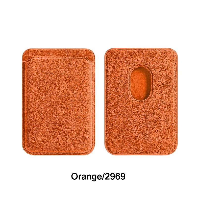 Real ALCANTARA Magnetic Card Holder For iPhone 17 16 15 Pro Max With Magsafe Alcantara Wallet Case Orange/Blue Leather Bag