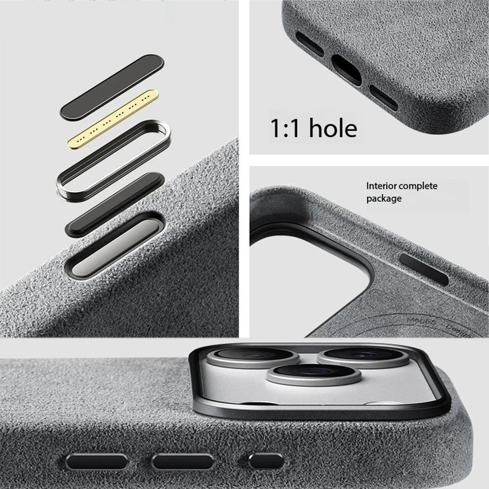 Alcantara Case for iPhone 17 Pro Max Luxury MagSafe Cover with Camera Shooting Button Magnetic Cases for iPhone17 Pro Max