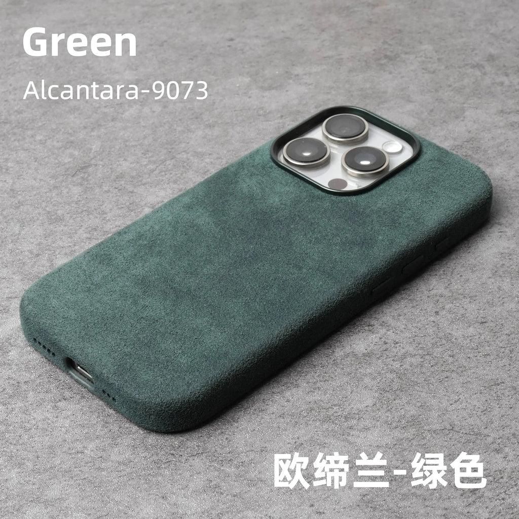 Magnetic ALCANTARA Case for iPhone 17 16 Pro Max 15 14 Luxury Suede Leather Supercar Phone Cases Camera Button Cover