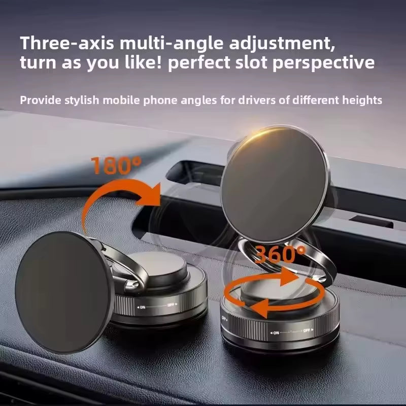 Car Phone Magnetic Stand Mechanical Vacuum Suction Cup Rotate 360° Magnetic Adsorption Bracket Navigation Universal Holder
